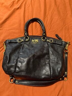 Coach Purple Lined Handbag Interior with Gold-Tone Trim